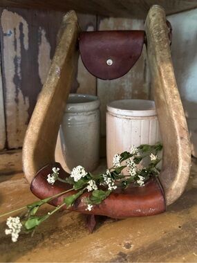 Vintage braided leather horse stirrup